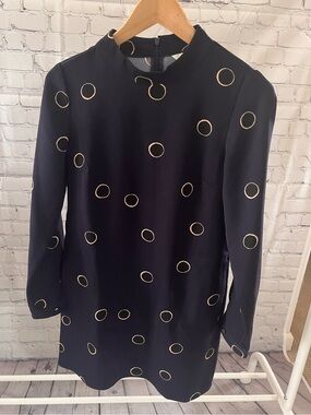 Boden Long-Sleeve Shift Dress with Dots